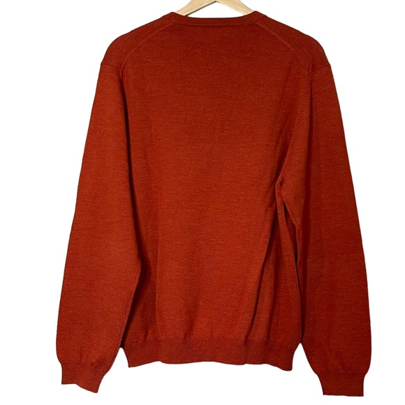 Brooks Brothers Mens Merino Wool V Neck Pullover Sweater Size L Reddish Brown - Picture 2 of 7